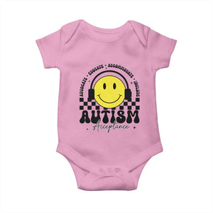 Autism Acceptance Baby Onesie Advocate Educate Accomodate Include Special Education TS02 Light Pink Print Your Wear