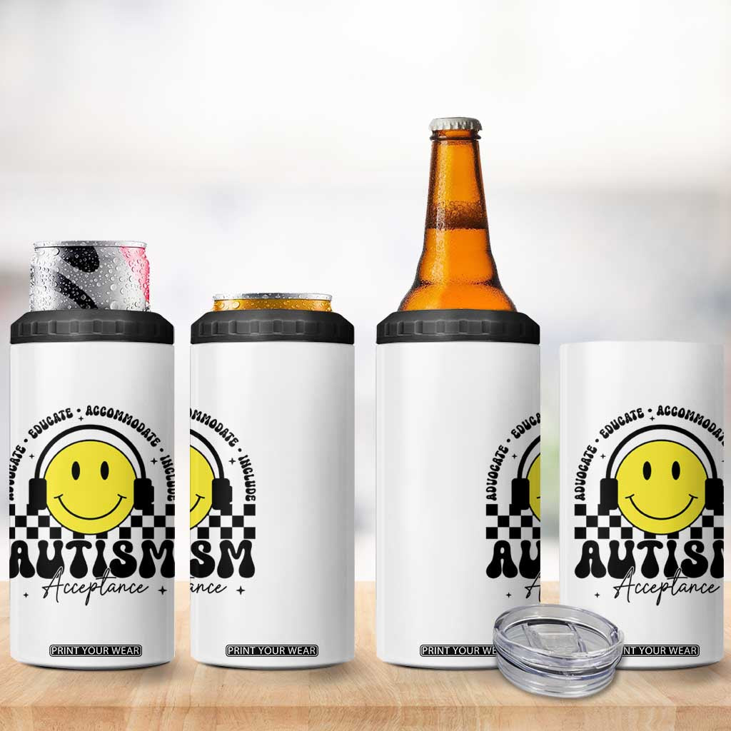 Autism Acceptance 4 in 1 Can Cooler Tumbler Advocate Educate Accomodate Include Special Education TS02 Print Your Wear