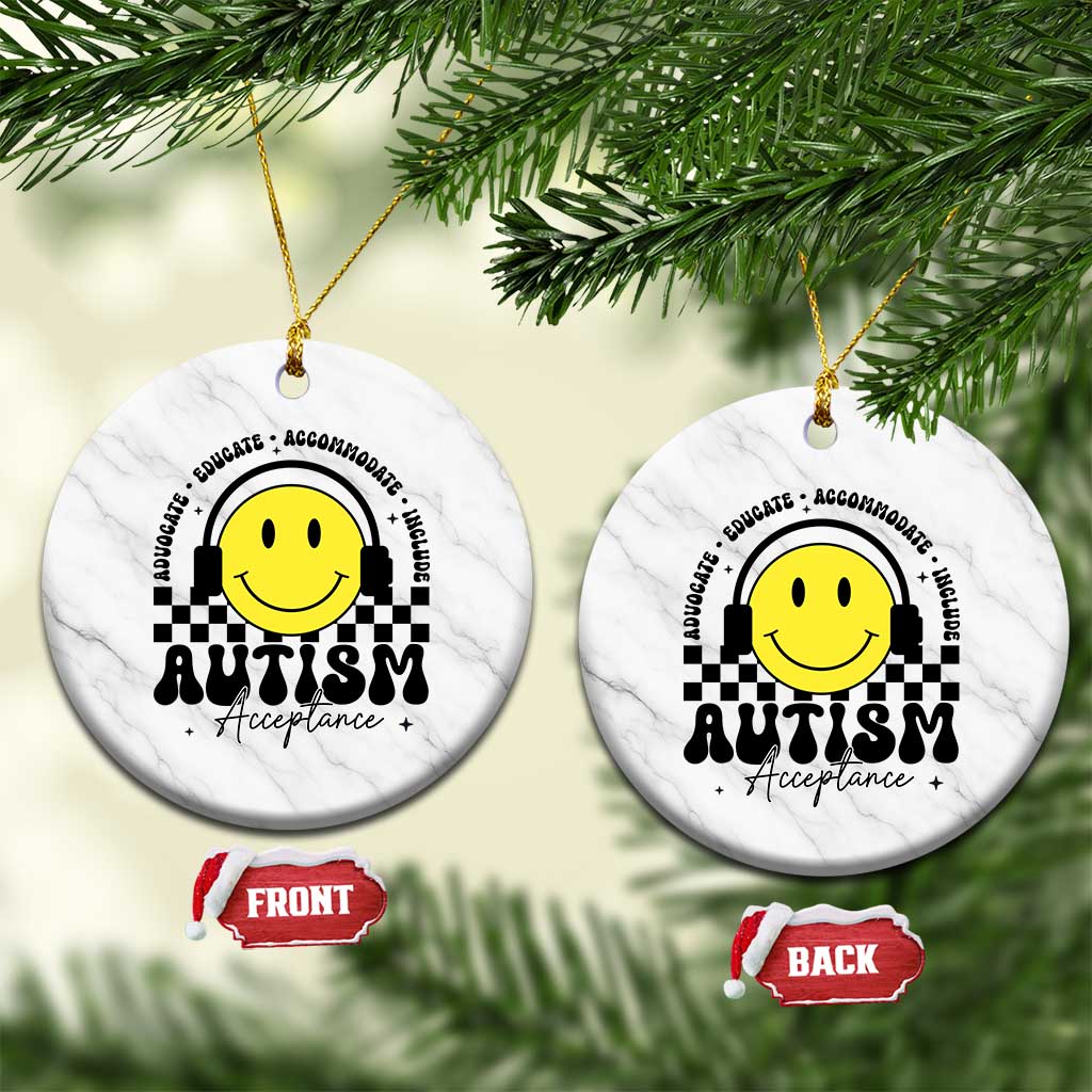 Autism Acceptance Ceramic Ornament Advocate Educate Accomodate Include Special Education TS02 1pc White Marble Print Your Wear
