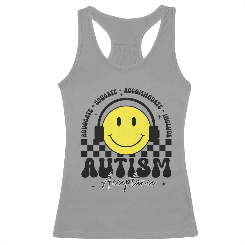 Autism Acceptance Racerback Tank Top Advocate Educate Accomodate Include Special Education TS02 Sport Gray Print Your Wear