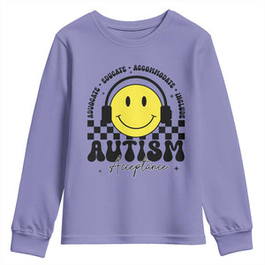 Autism Acceptance Youth Sweatshirt Advocate Educate Accomodate Include Special Education TS02 Violet Print Your Wear