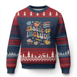 Autism Acceptance Ugly Christmas Sweater Choose To Include Inclusion Matters TS02 Navy Red Print Your Wear