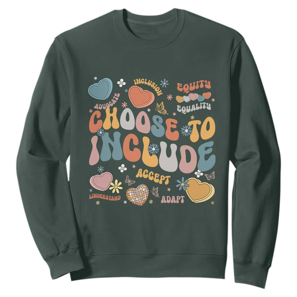 Autism Acceptance Sweatshirt Choose To Include Inclusion Matters TS02 Dark Forest Green Print Your Wear
