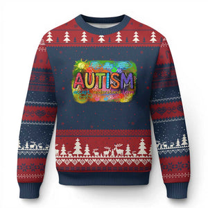 Autism Acceptance Ugly Christmas Sweater Accept Understand Love Autistic Support TS02 Navy Red Print Your Wear