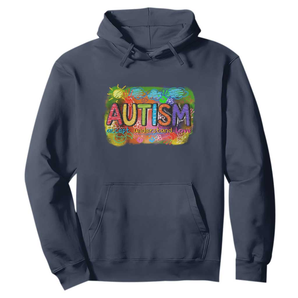 Autism Acceptance Hoodie Accept Understand Love Autistic Support TS02 Navy Print Your Wear