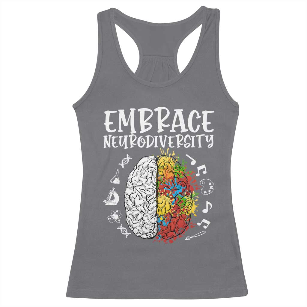 Embrace Neurodiversity Racerback Tank Top Autism Awareness ASD ADHD Acceptance TS02 Charcoal Print Your Wear