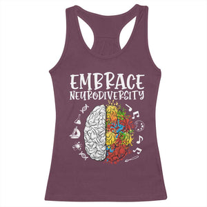 Embrace Neurodiversity Racerback Tank Top Autism Awareness ASD ADHD Acceptance TS02 Maroon Print Your Wear
