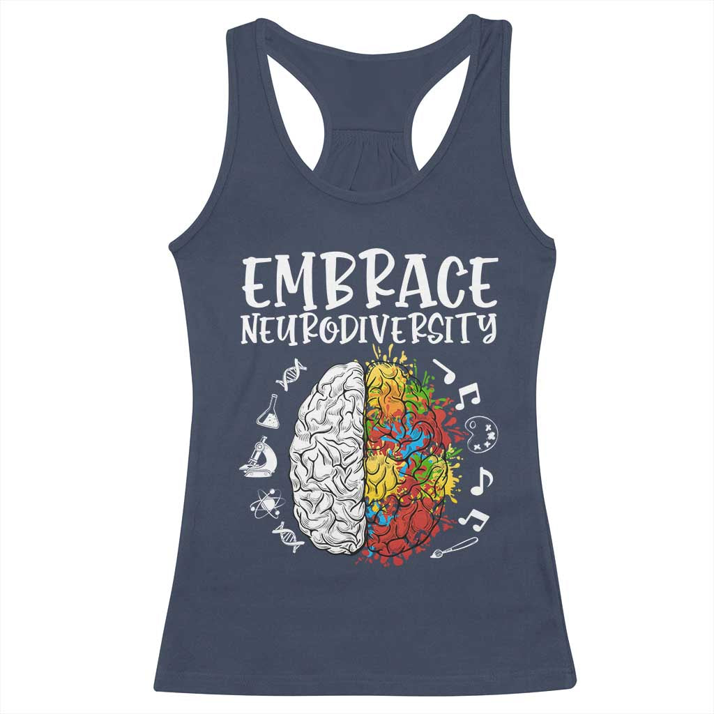 Embrace Neurodiversity Racerback Tank Top Autism Awareness ASD ADHD Acceptance TS02 Navy Print Your Wear