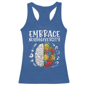 Embrace Neurodiversity Racerback Tank Top Autism Awareness ASD ADHD Acceptance TS02 Royal Blue Print Your Wear