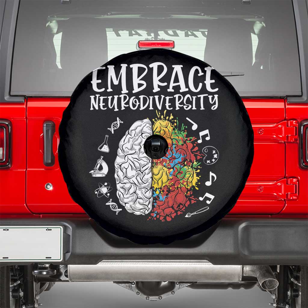 Embrace Neurodiversity Spare Tire Cover Autism Awareness ASD ADHD Acceptance TS02 Black Print Your Wear