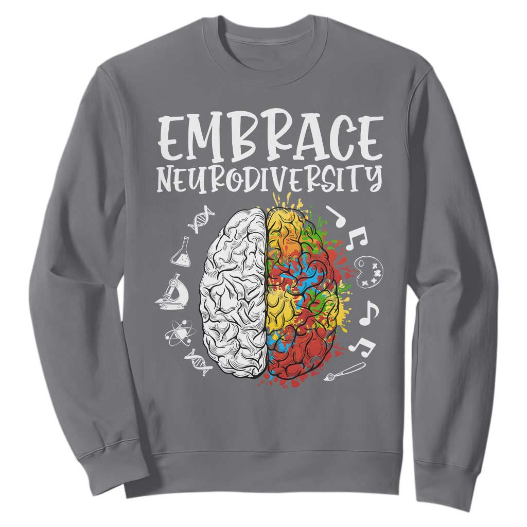 Embrace Neurodiversity Sweatshirt Autism Awareness ASD ADHD Acceptance TS02 Charcoal Print Your Wear