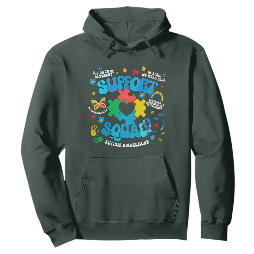 Autism Awareness Support Squad Hoodie In April We Wear Blue TS02 Dark Forest Green Print Your Wear
