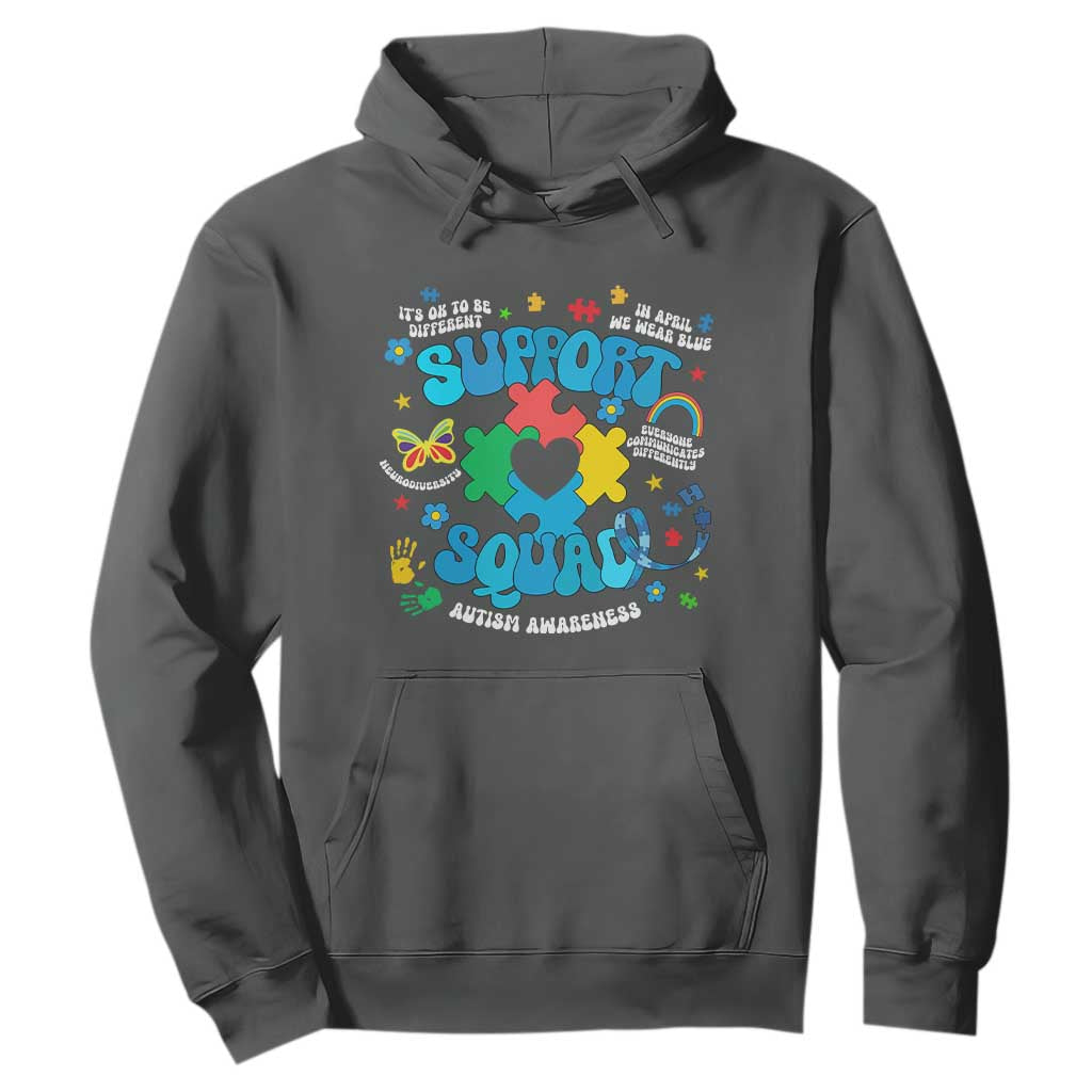 Autism Awareness Support Squad Hoodie In April We Wear Blue TS02 Dark Heather Print Your Wear