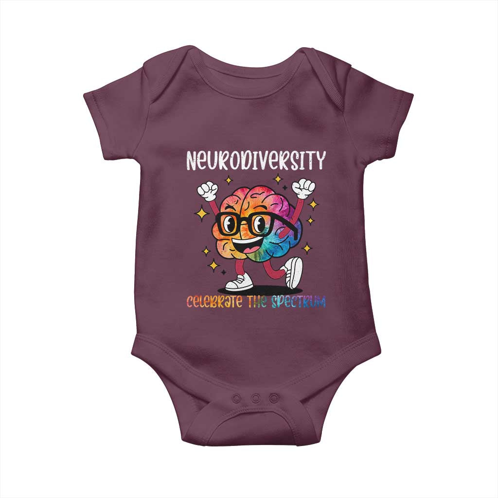 Neurodiversity Brain Baby Onesie Celebrate The Spectrum Autism Acceptance ASD ADHD TS02 Maroon Print Your Wear