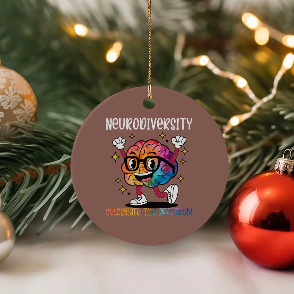 Neurodiversity Brain Ceramic Ornament Celebrate The Spectrum Autism Acceptance ASD ADHD TS02 1pc Mocha Print Your Wear