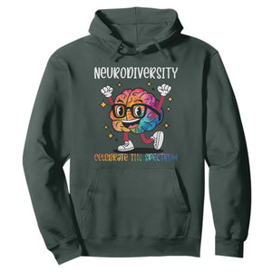 Neurodiversity Brain Hoodie Celebrate The Spectrum Autism Acceptance ASD ADHD TS02 Dark Forest Green Print Your Wear