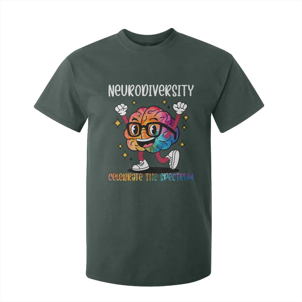 Neurodiversity Brain T Shirt For Kid Celebrate The Spectrum Autism Acceptance ASD ADHD TS02 Dark Forest Green Print Your Wear