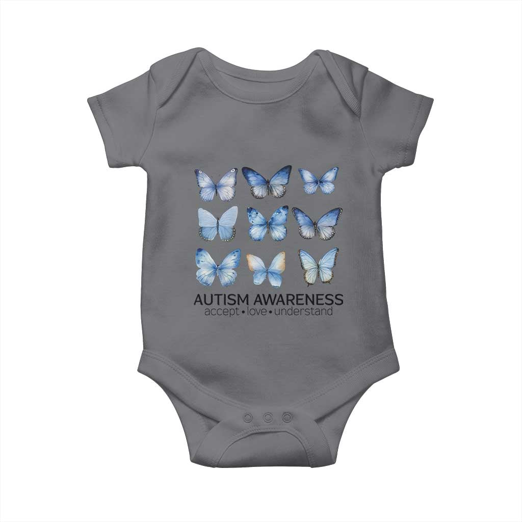 Autism Awareness Blue Butterflies Baby Onesie Accept Love Understand TS02 Charcoal Print Your Wear
