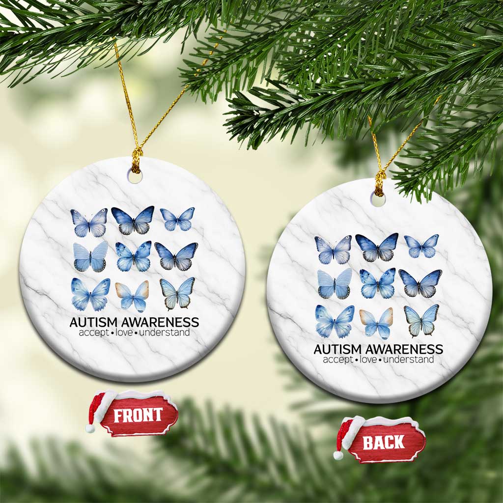 Autism Awareness Blue Butterflies Ceramic Ornament Accept Love Understand TS02 1pc White Marble Print Your Wear
