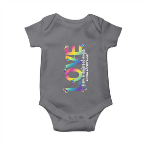 Autism Acceptance Baby Onesie Love From a Different Angle Rainbow Infinity TS02 Charcoal Print Your Wear