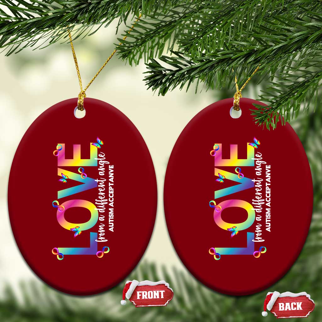 Autism Acceptance Ceramic Ornament Love From a Different Angle Rainbow Infinity TS02 Print Your Wear