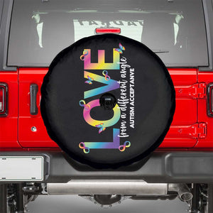 Autism Acceptance Spare Tire Cover Love From a Different Angle Rainbow Infinity TS02 Black Print Your Wear