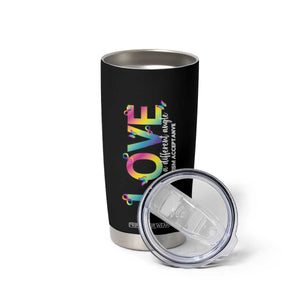 Autism Acceptance Tumbler Cup Love From a Different Angle Rainbow Infinity TS02 Print Your Wear