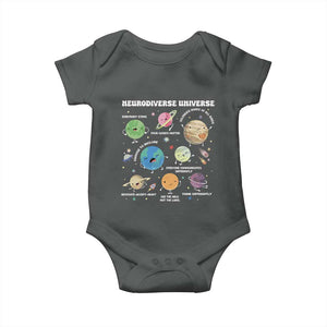Neurodiverse Universe Baby Onesie Autism Awareness ASD ADHD Neurodiversity Sped Teacher TS02 Dark Heather Print Your Wear