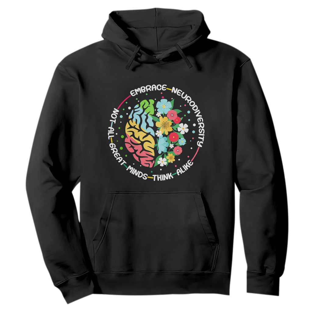 Embrace Neurodiversity Hoodie Neurodiverse Brain Autism Awareness ADHD Autistic TS02 Black Print Your Wear