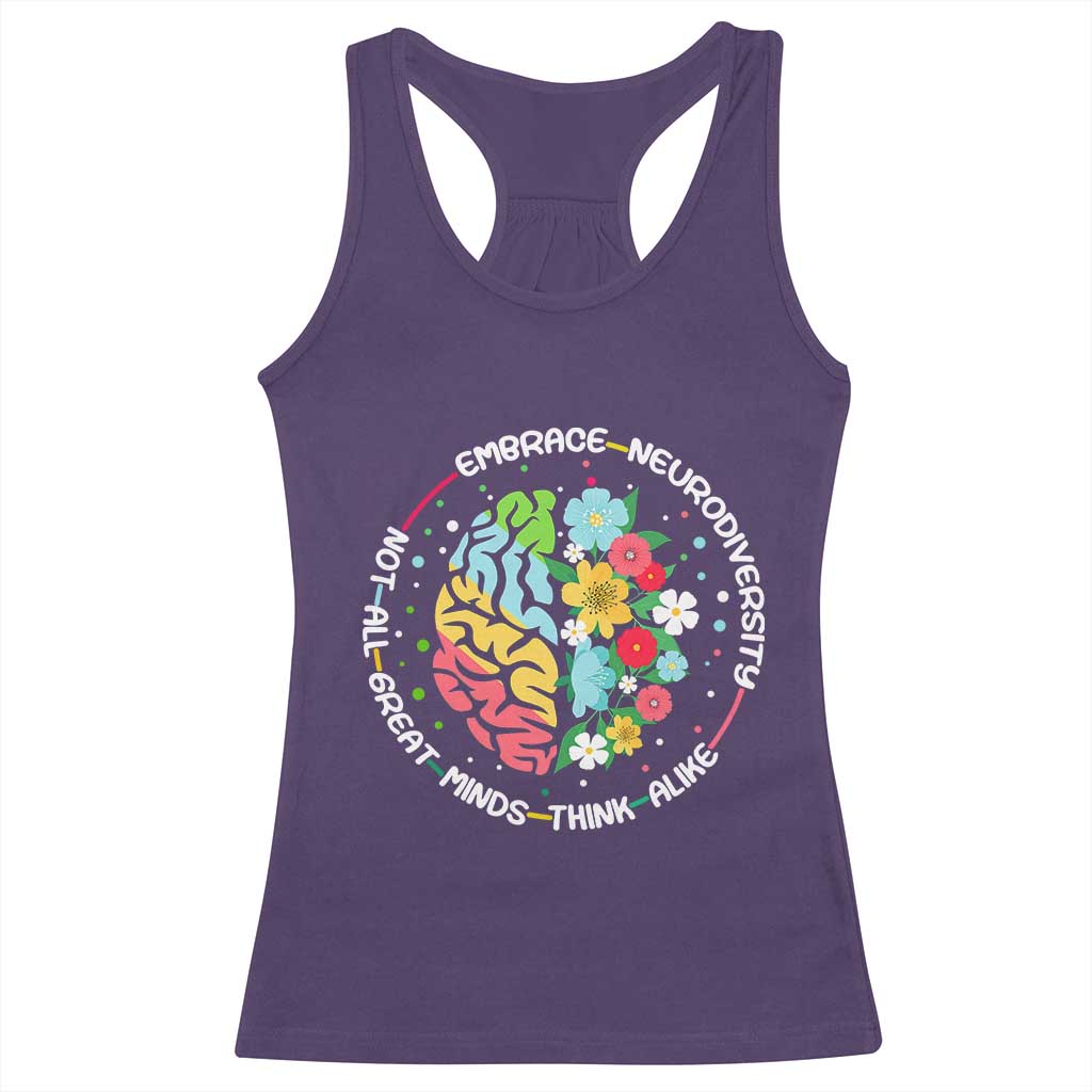 Embrace Neurodiversity Racerback Tank Top Neurodiverse Brain Autism Awareness ADHD Autistic TS02 Purple Print Your Wear