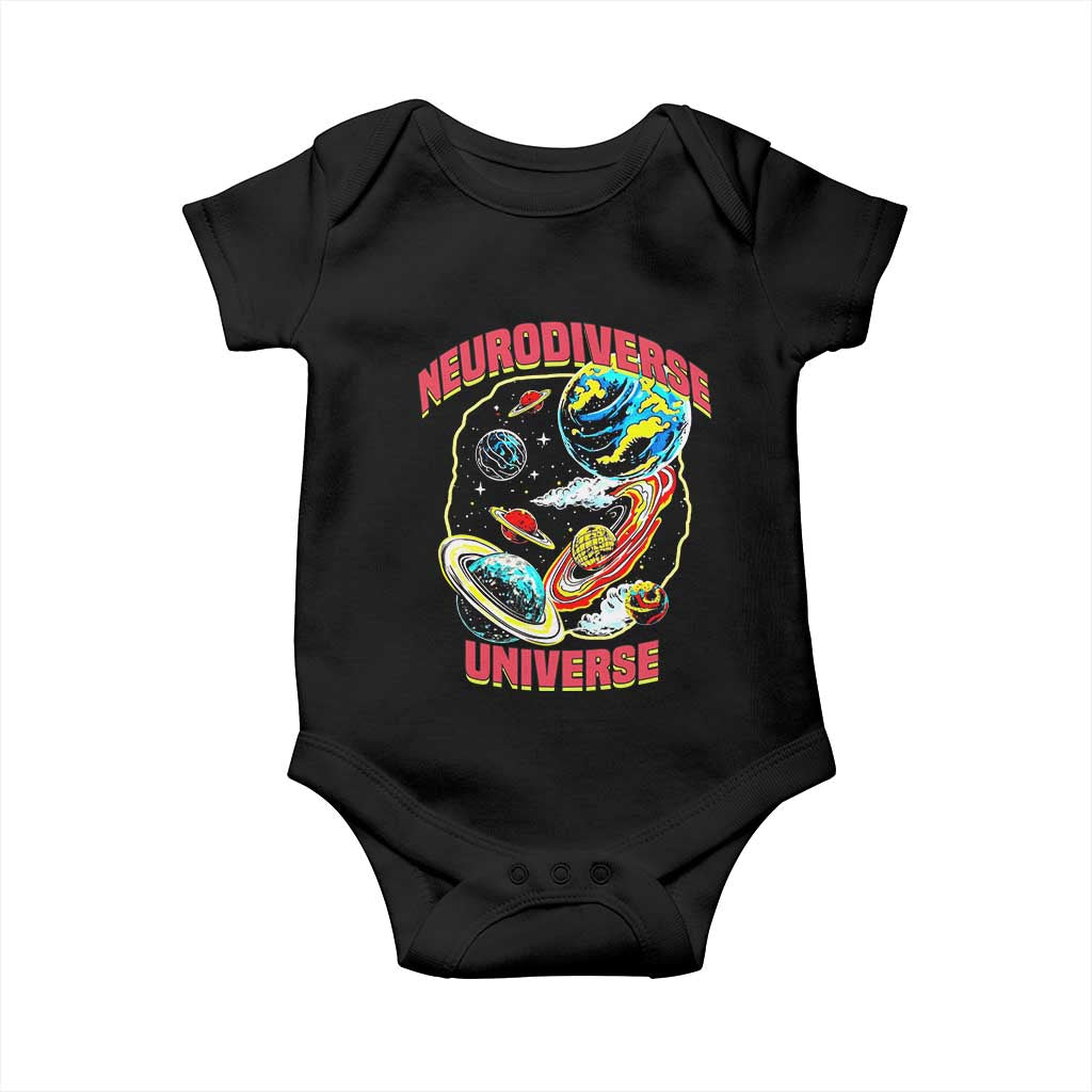 Neurodiverse Universe Baby Onesie Neurodiversity Embrace ADHD Autism ASD TS02 Black Print Your Wear