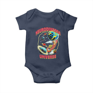 Neurodiverse Universe Baby Onesie Neurodiversity Embrace ADHD Autism ASD TS02 Navy Print Your Wear