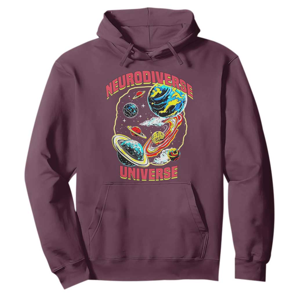 Neurodiverse Universe Hoodie Neurodiversity Embrace ADHD Autism ASD TS02 Maroon Print Your Wear