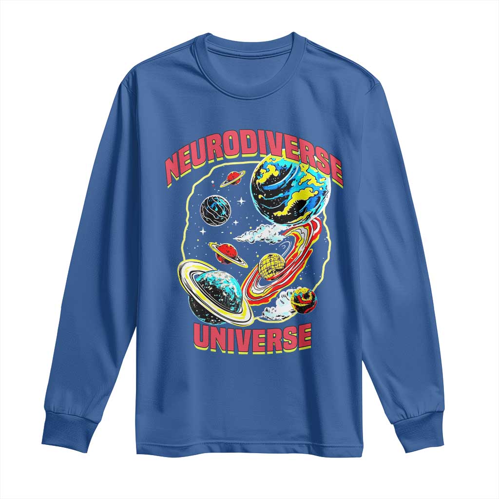Neurodiverse Universe Long Sleeve Shirt Neurodiversity Embrace ADHD Autism ASD TS02 Royal Blue Print Your Wear
