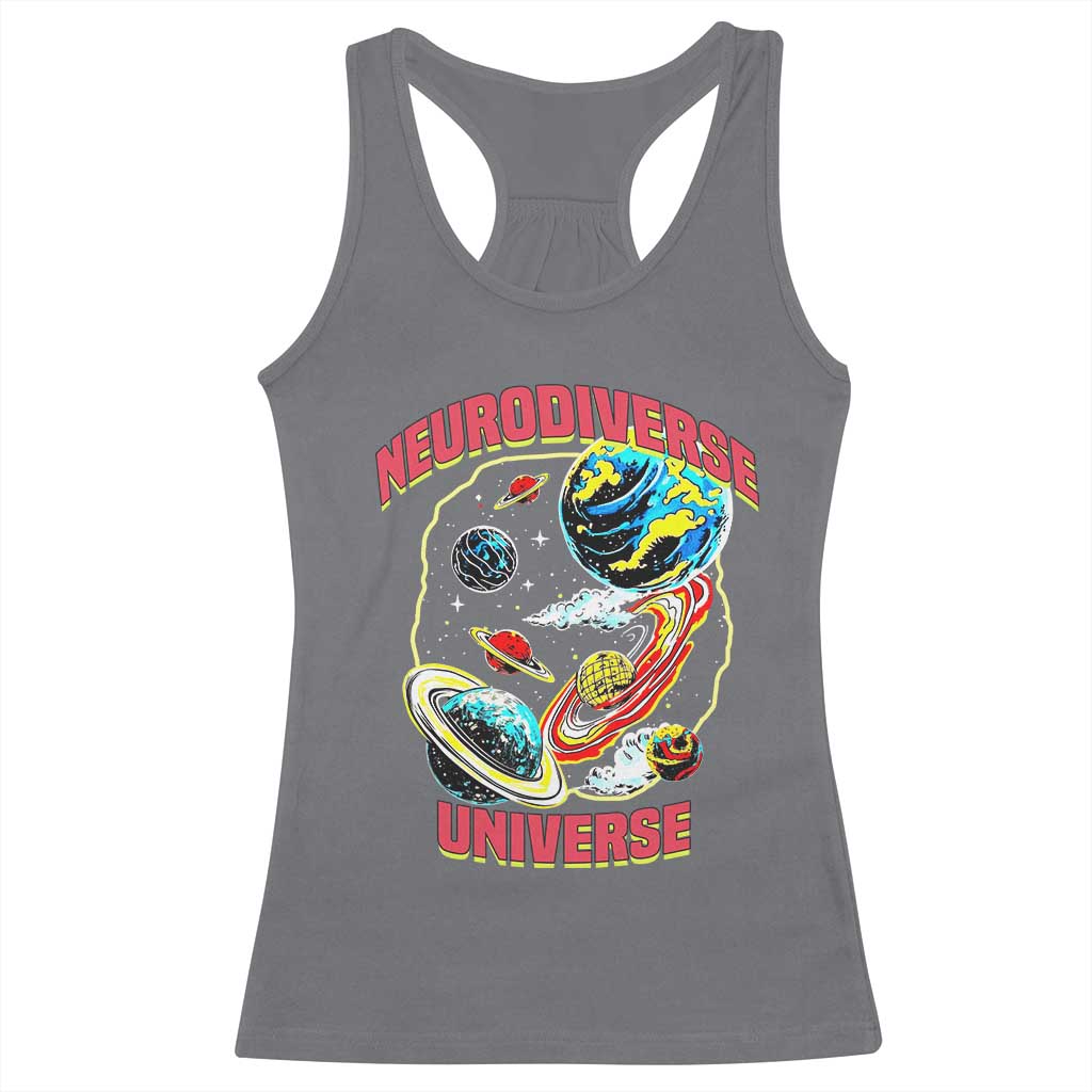 Neurodiverse Universe Racerback Tank Top Neurodiversity Embrace ADHD Autism ASD TS02 Charcoal Print Your Wear