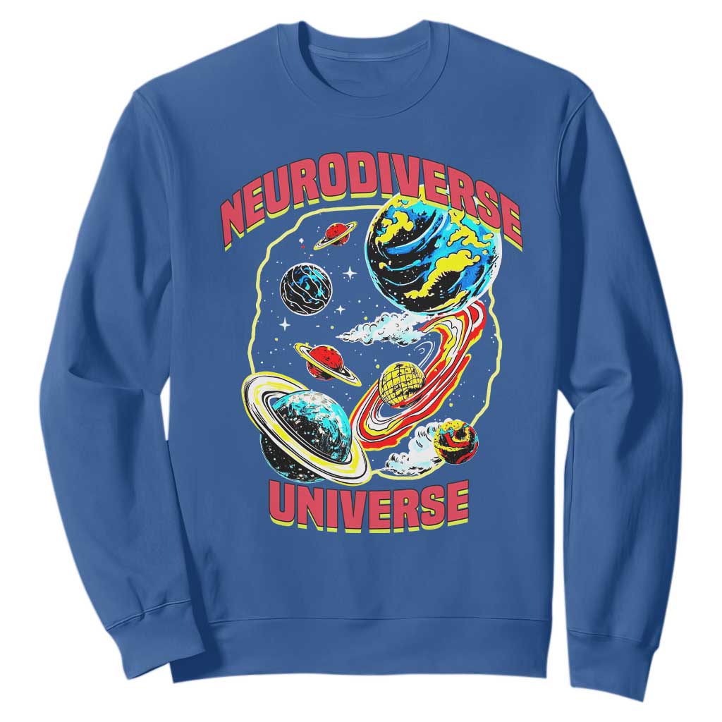 Neurodiverse Universe Sweatshirt Neurodiversity Embrace ADHD Autism ASD TS02 Royal Blue Print Your Wear
