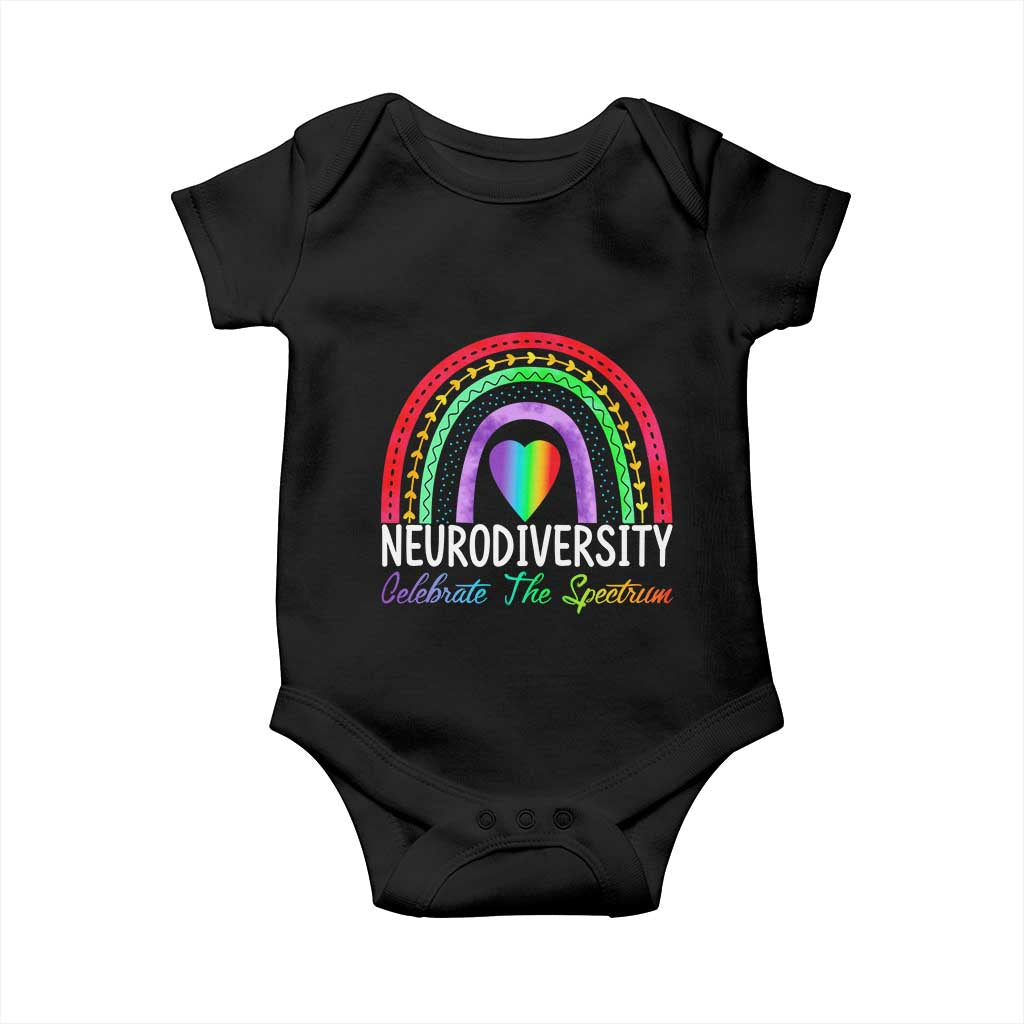 Neurodiversity Baby Onesie Autism Spectrum ASD ADHD Rainbow Boho TS02 Black Print Your Wear