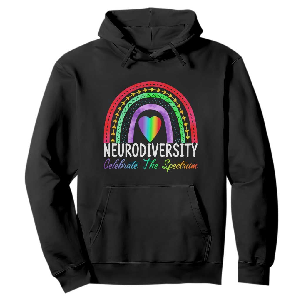 Neurodiversity Hoodie Autism Spectrum ASD ADHD Rainbow Boho TS02 Black Print Your Wear