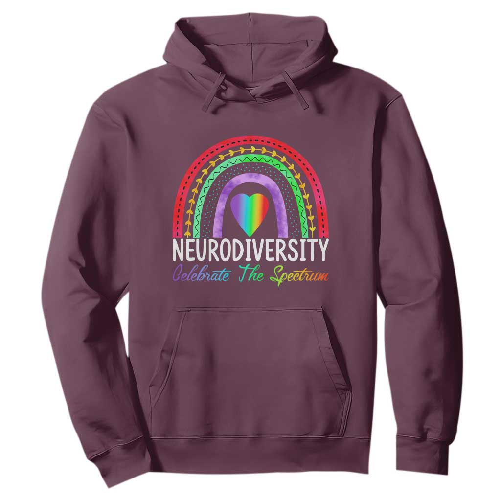 Neurodiversity Hoodie Autism Spectrum ASD ADHD Rainbow Boho TS02 Maroon Print Your Wear