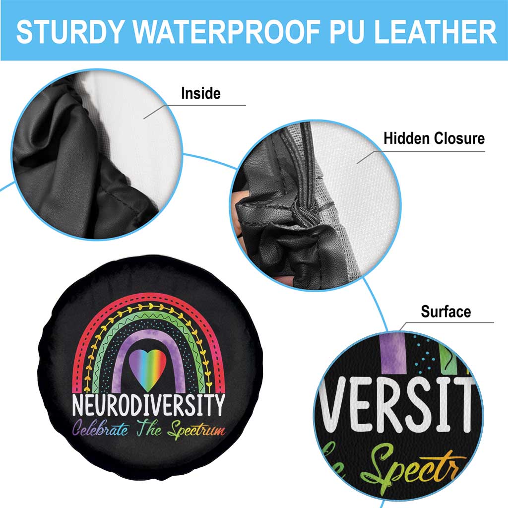 Neurodiversity Spare Tire Cover Autism Spectrum ASD ADHD Rainbow Boho TS02 Print Your Wear