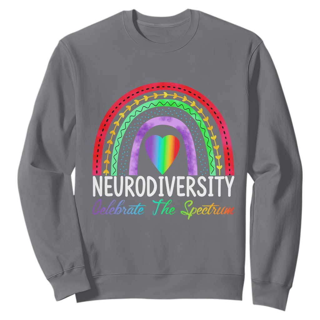 Neurodiversity Sweatshirt Autism Spectrum ASD ADHD Rainbow Boho TS02 Charcoal Print Your Wear