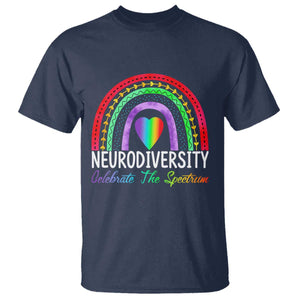 Neurodiversity T Shirt Autism Spectrum ASD ADHD Rainbow Boho TS02 Navy Print Your Wear
