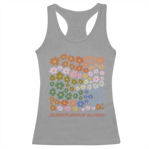 Neurodiversity Boho Floral Racerback Tank Top Celebrate Minds of All Kinds Autism ADHD ASD TS02 Sport Gray Print Your Wear