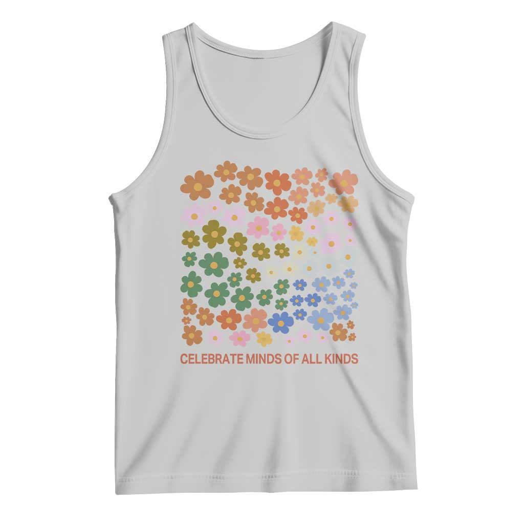 Neurodiversity Boho Floral Tank Top Celebrate Minds of All Kinds Autism ADHD ASD TS02 Ash Print Your Wear
