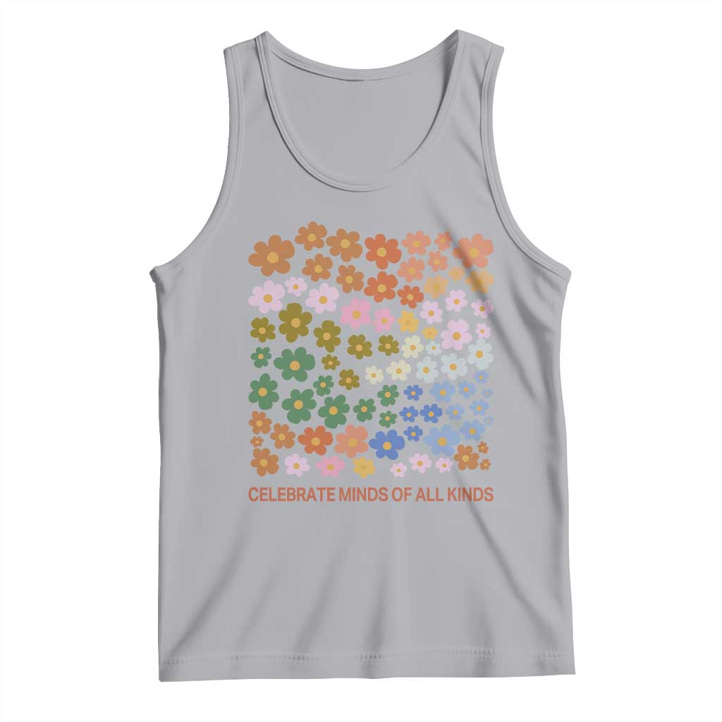 Neurodiversity Boho Floral Tank Top Celebrate Minds of All Kinds Autism ADHD ASD TS02 Athletic Heather Print Your Wear