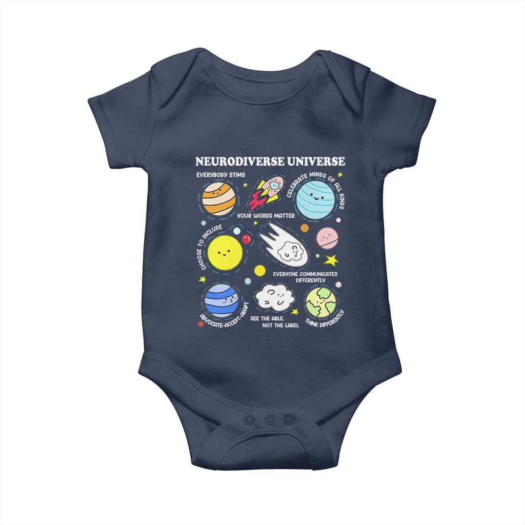 Neurodiverse Universe Baby Onesie Autism Awareness ADHD ASD Neurodiversity TS02 Navy Print Your Wear