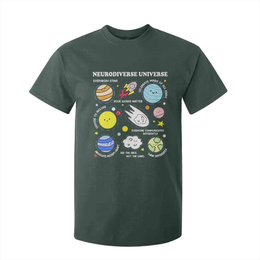 Neurodiverse Universe T Shirt For Kid Autism Awareness ADHD ASD Neurodiversity TS02 Dark Forest Green Print Your Wear
