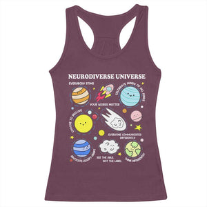 Neurodiverse Universe Racerback Tank Top Autism Awareness ADHD ASD Neurodiversity TS02 Maroon Print Your Wear