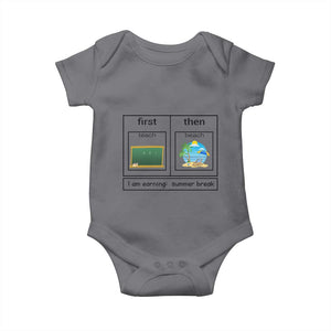 Funny Teacher Summer Break Baby Onesie First Teach Then Beach Vacation Mode TS02 Charcoal Print Your Wear