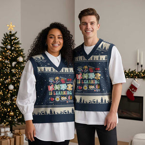 Special Education V-Neck Knit Sweater Vest Play is Learning Sped Teacher TS02 Navy Beige Print Your Wear
